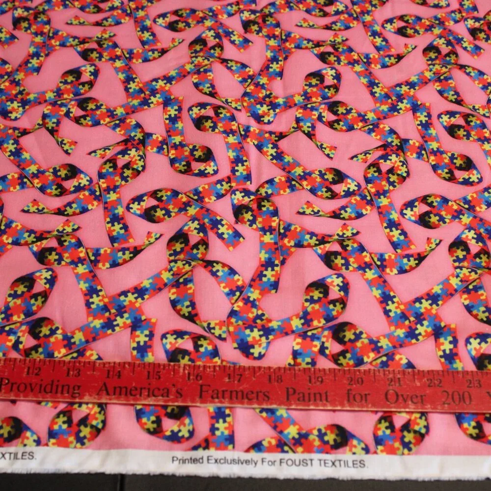 Puzzle Ribbon - Autism Awareness - 1 Yard